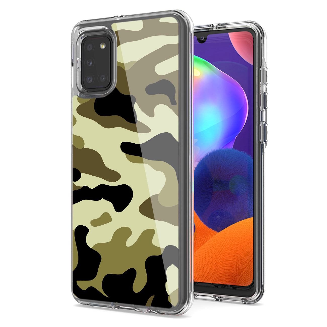Camouflage Dual Layer Hybrid Hard Plastic and Soft TPU Rubber Case Cover for  SAMSUNG GALAXY A31 In Green